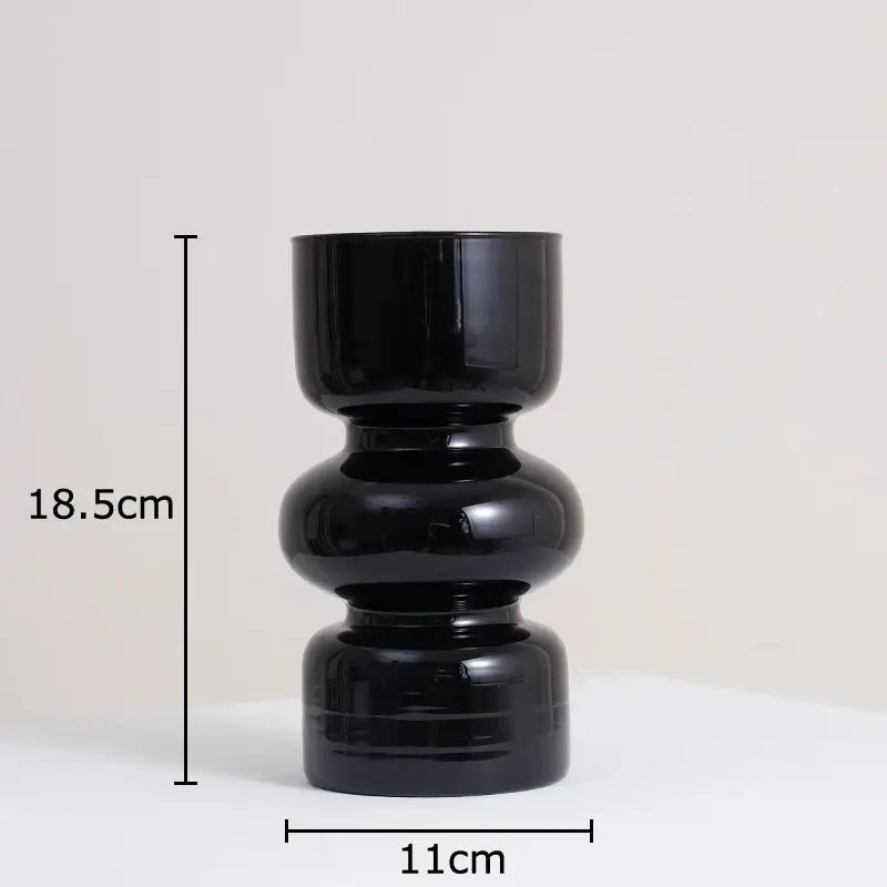 DecorBites™ Black Glass Vase with Artificial Flowers for Minimalist Room Decor