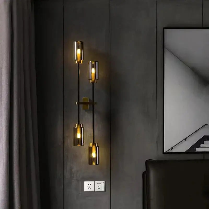 DecorBites™ Black Glass Wall Lamp: Modern Retro Nordic Sconce for Living Room Bedroom Decor