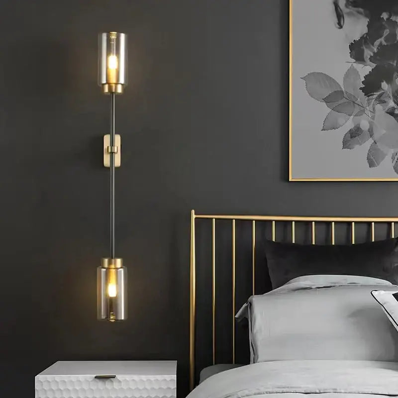 DecorBites™ Black Glass Wall Lamp: Modern Retro Nordic Sconce for Living Room Bedroom Decor