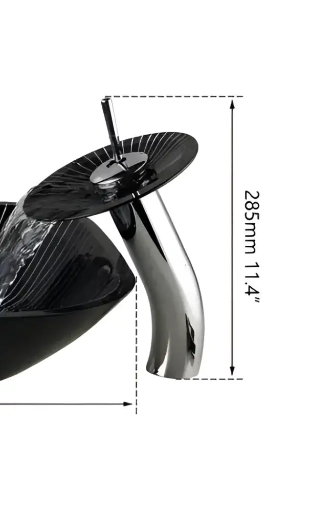 DecorBites™ Black Glass Waterfall Bathroom Sink Tap Mixer Faucet