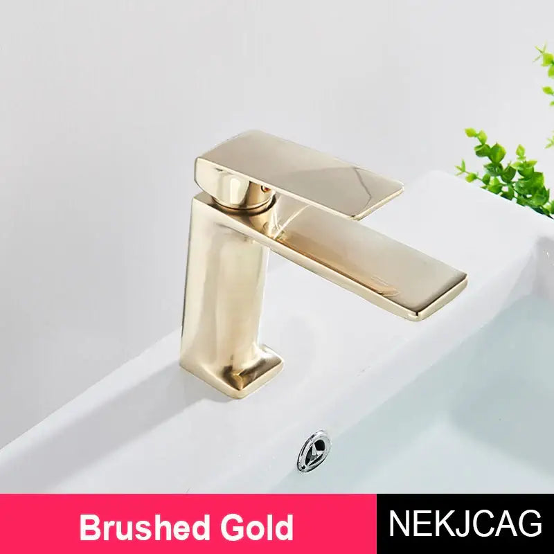 DecorBites™ Black Gold Basin Faucet: Stylish Deck Mounted Bathroom Sink Faucet with Gold Handle