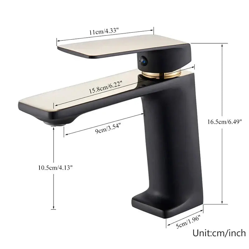 DecorBites™ Black Gold Basin Faucet: Stylish Deck Mounted Bathroom Sink Faucet with Gold Handle