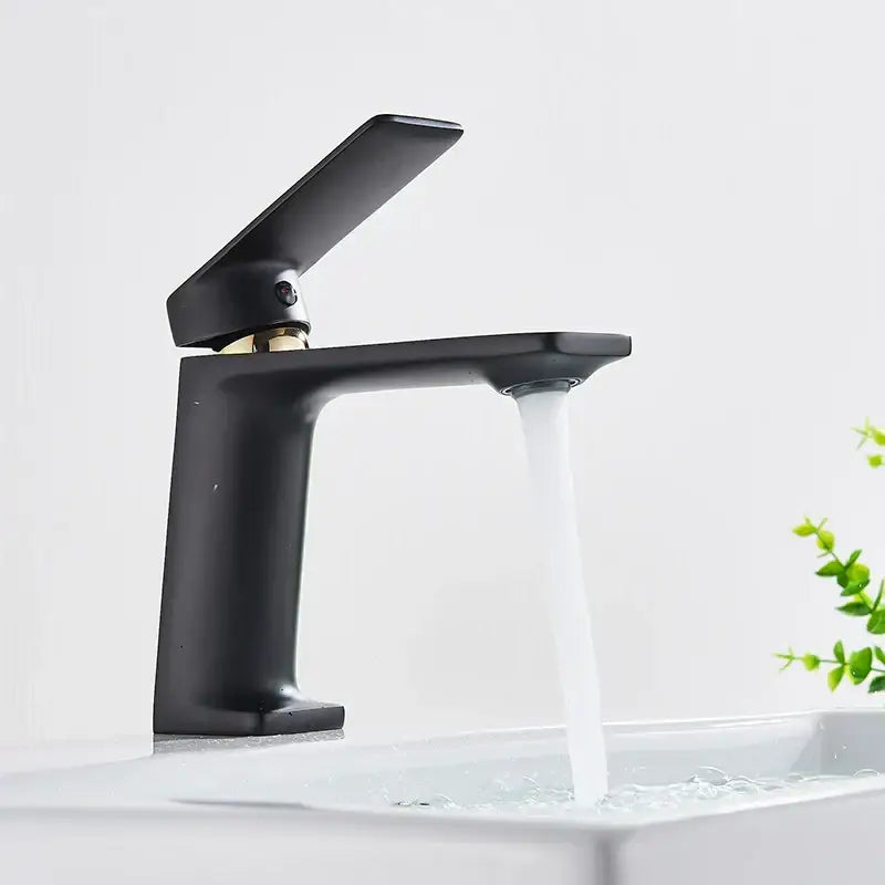 DecorBites™ Black Gold Basin Faucet: Stylish Deck Mounted Bathroom Sink Faucet with Gold Handle