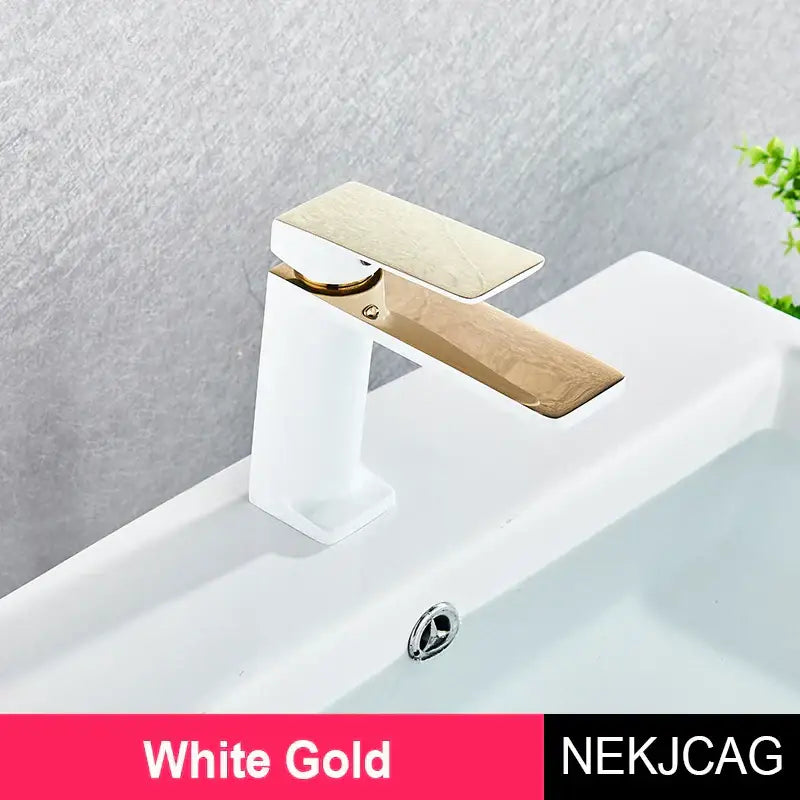 DecorBites™ Black Gold Basin Faucet: Stylish Deck Mounted Bathroom Sink Faucet with Gold Handle