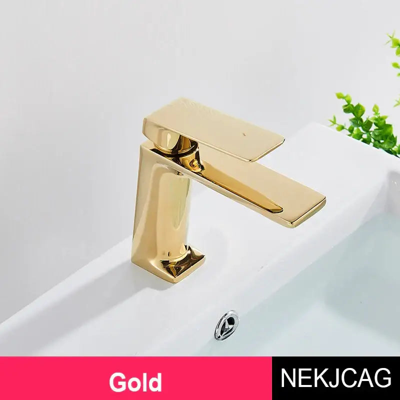DecorBites™ Black Gold Basin Faucet: Stylish Deck Mounted Bathroom Sink Faucet with Gold Handle