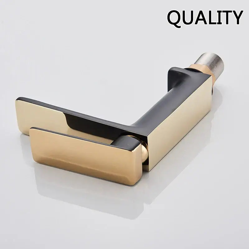 DecorBites™ Black Gold Basin Faucet: Stylish Deck Mounted Bathroom Sink Faucet with Gold Handle