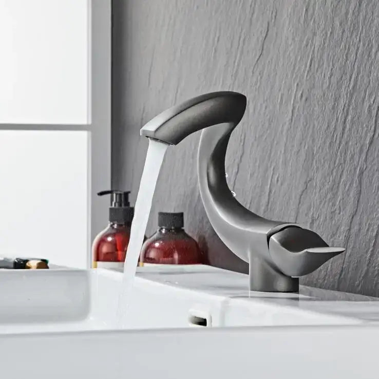 DecorBites™ Black Gold Brass Bathroom Faucet Mixer Sink Tap Deck Mounted Chrome Gray