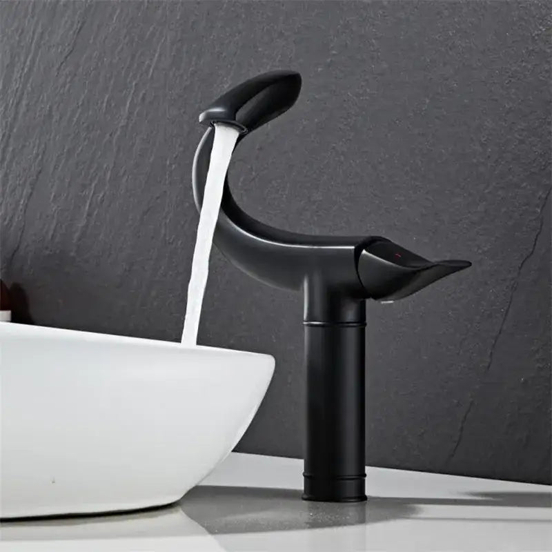 DecorBites™ Black Gold Brass Bathroom Faucet Mixer Sink Tap Deck Mounted Chrome Gray