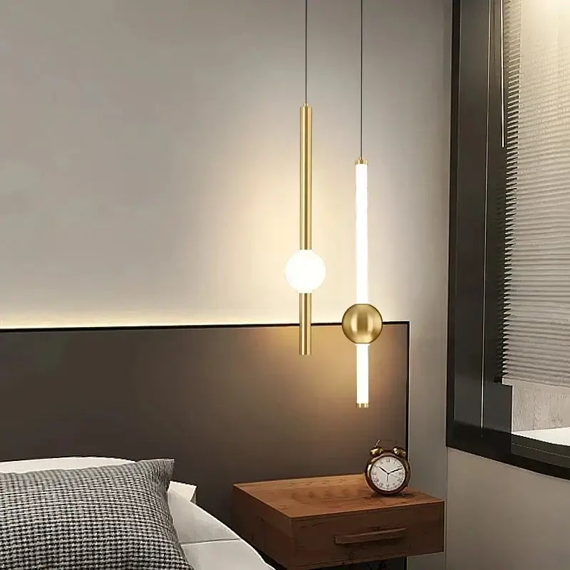 DecorBites™ Black Gold Ceiling Pendant for Bedside Bedroom LED Modern Hanging Light