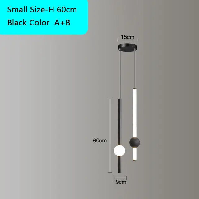 DecorBites™ Black Gold Ceiling Pendant for Bedside Bedroom LED Modern Hanging Light