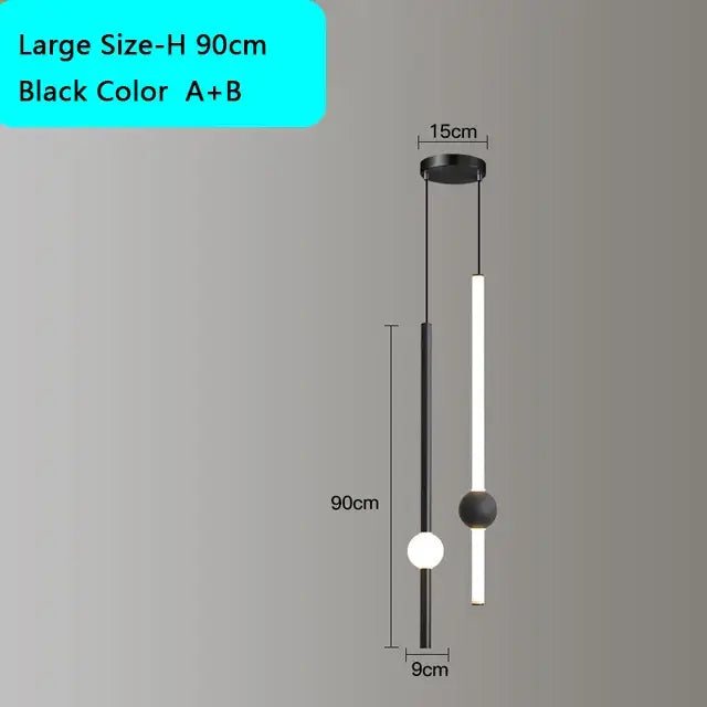 DecorBites™ Black Gold Ceiling Pendant for Bedside Bedroom LED Modern Hanging Light