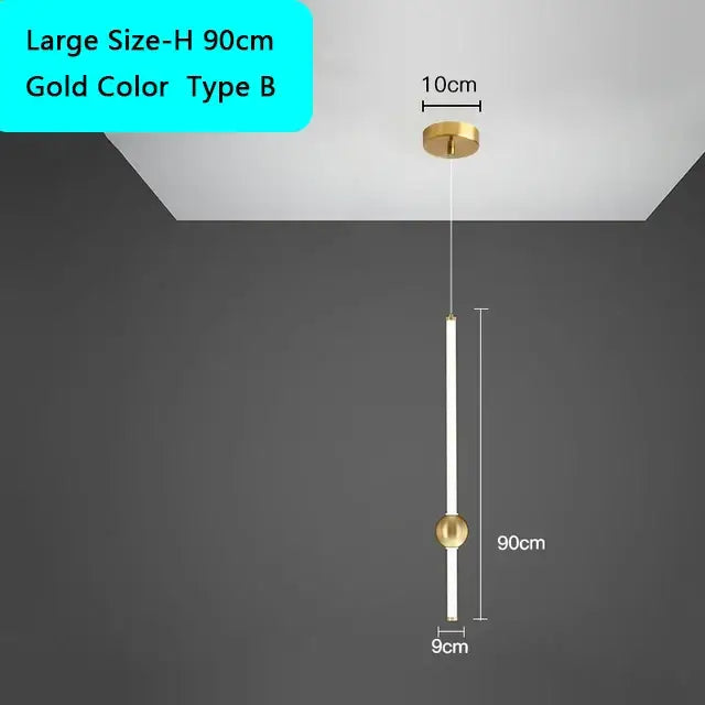 DecorBites™ Black Gold Ceiling Pendant for Bedside Bedroom LED Modern Hanging Light
