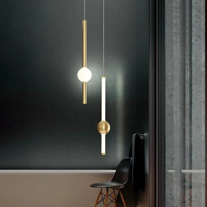 DecorBites™ Black Gold Ceiling Pendant for Bedside Bedroom LED Modern Hanging Light