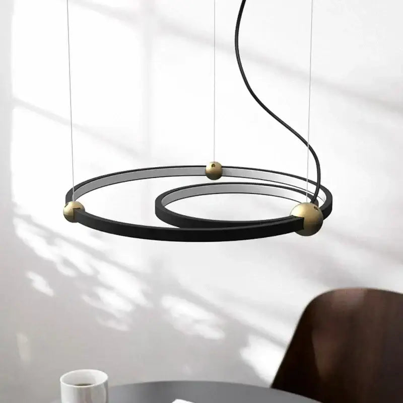 DecorBites™ Black Gold Chandelier Creative Italian Design Light Metal LED Rings Circle