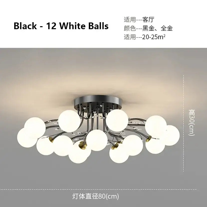DecorBites™ Black Gold Chandelier with Clear Star Glass Ball Pendant Lights