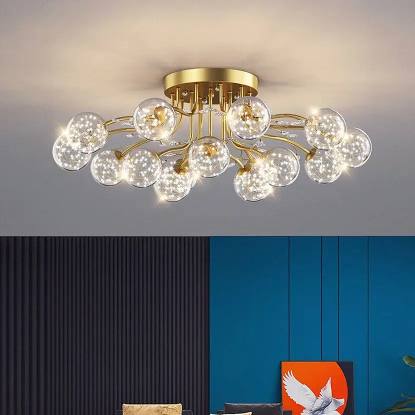 DecorBites™ Black Gold Chandelier with Clear Star Glass Ball Pendant Lights