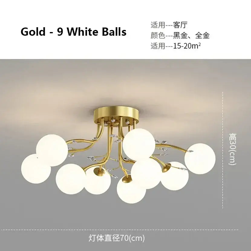 DecorBites™ Black Gold Chandelier with Clear Star Glass Ball Pendant Lights