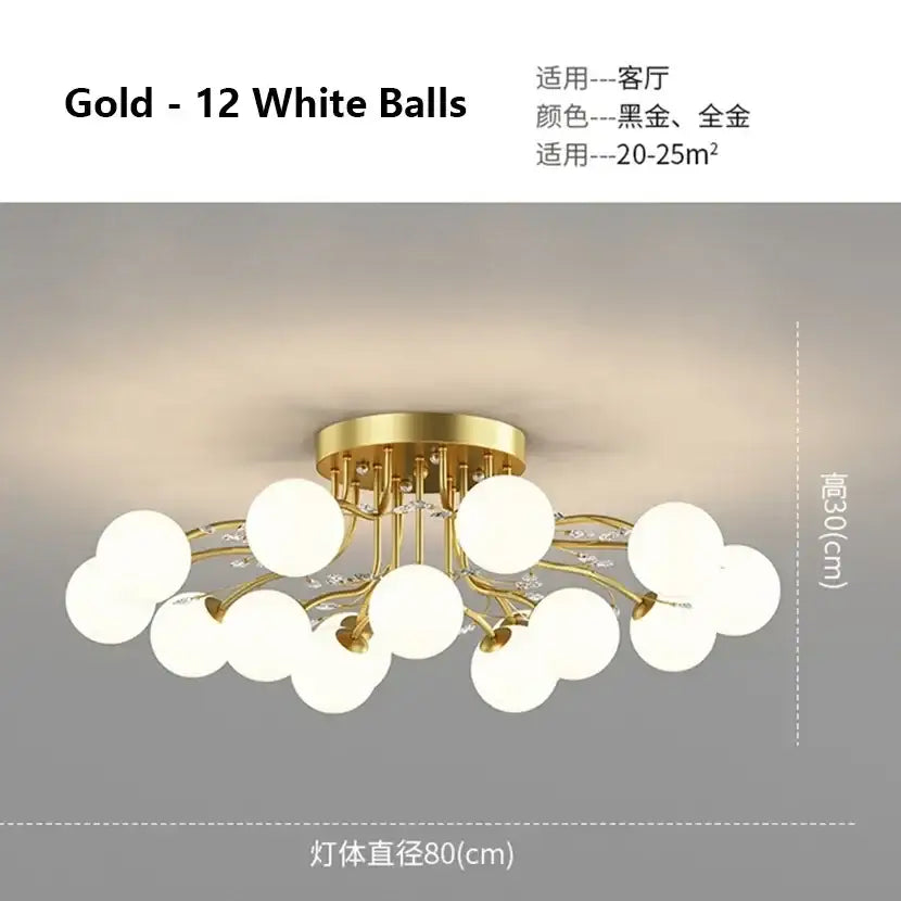 DecorBites™ Black Gold Chandelier with Clear Star Glass Ball Pendant Lights