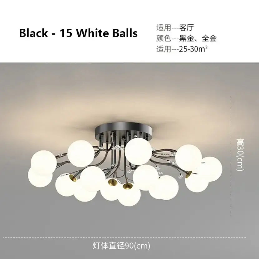 DecorBites™ Black Gold Chandelier with Clear Star Glass Ball Pendant Lights