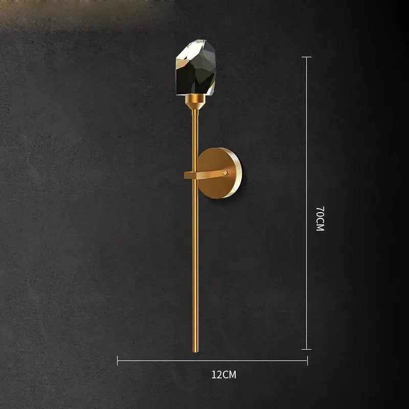 DecorBites™ Black Gold Copper Crystal LED Wall Sconce Light for Bedroom Corridor