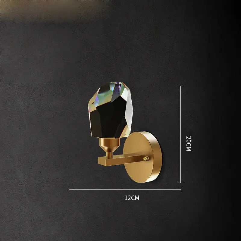 DecorBites™ Black Gold Copper Crystal LED Wall Sconce Light for Bedroom Corridor