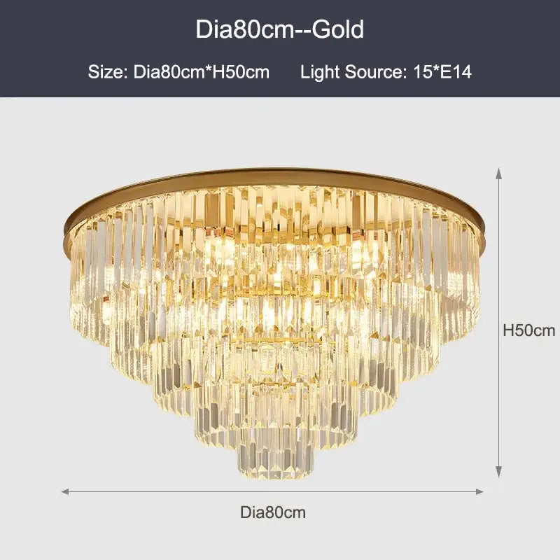 DecorBites™ Black Gold Crystal Ceiling Chandelier: Modern LED Pendant Light for Luxe Living Spaces