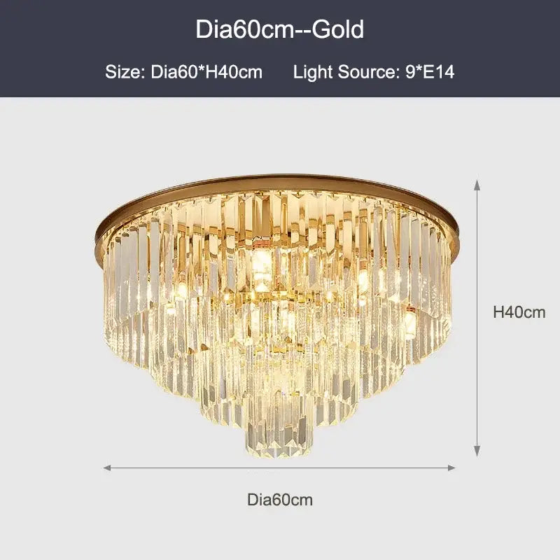 DecorBites™ Black Gold Crystal Ceiling Chandelier: Modern LED Pendant Light for Luxe Living Spaces