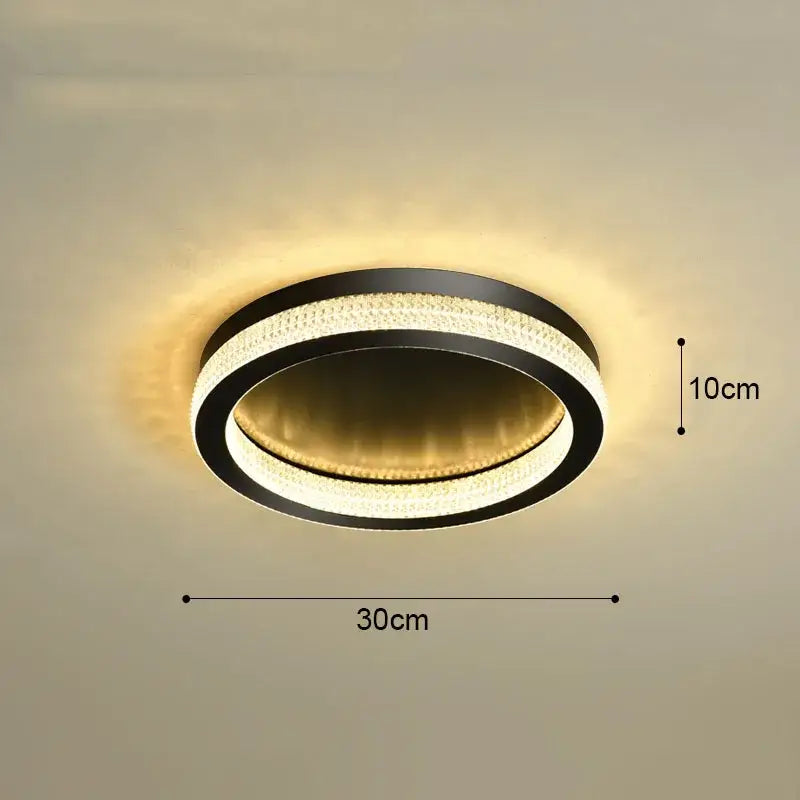 DecorBites™ Black Gold Crystal Chandelier LED Ceiling Light for Living Room Bedroom