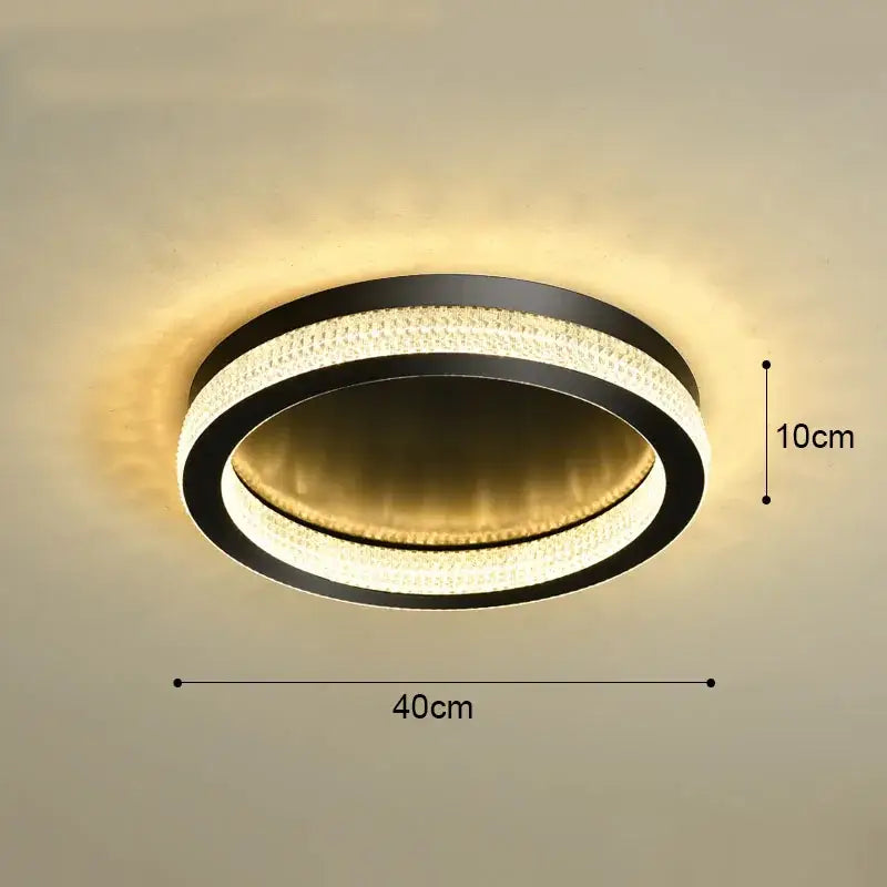 DecorBites™ Black Gold Crystal Chandelier LED Ceiling Light for Living Room Bedroom