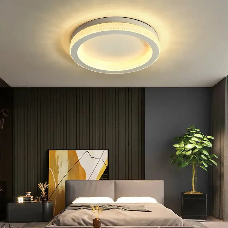 DecorBites™ Black Gold Crystal Chandelier LED Ceiling Light for Living Room Bedroom
