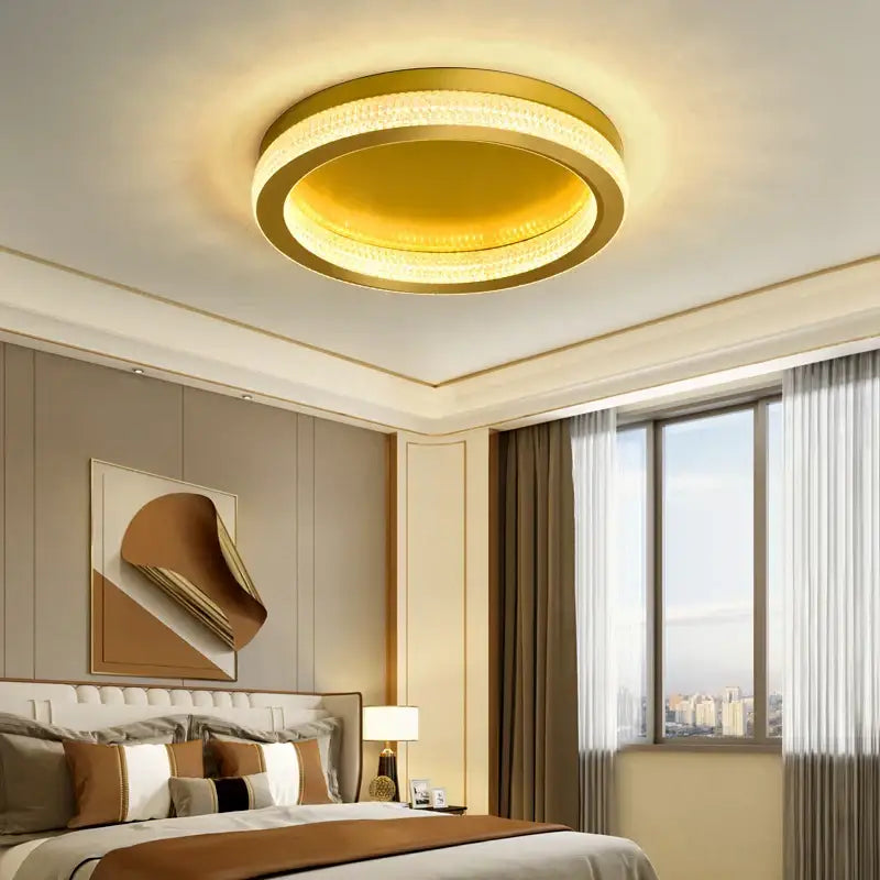 DecorBites™ Black Gold Crystal Chandelier LED Ceiling Light for Living Room Bedroom