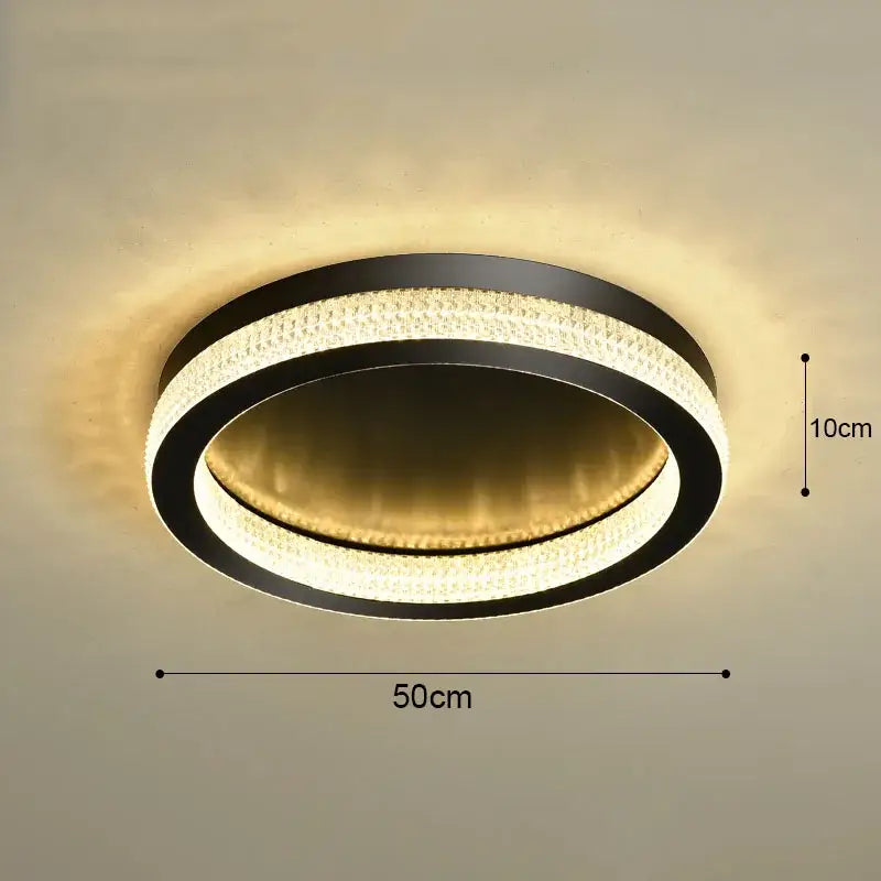 DecorBites™ Black Gold Crystal Chandelier LED Ceiling Light for Living Room Bedroom