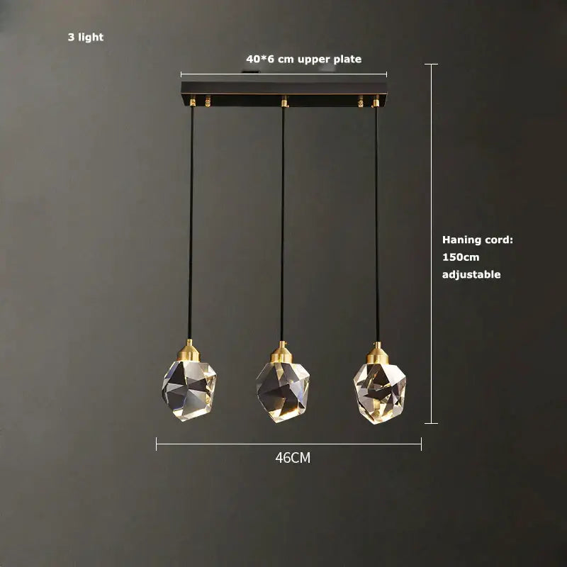 DecorBites™ Black Gold Crystal Chandelier LED Light for Luxury Home Decor