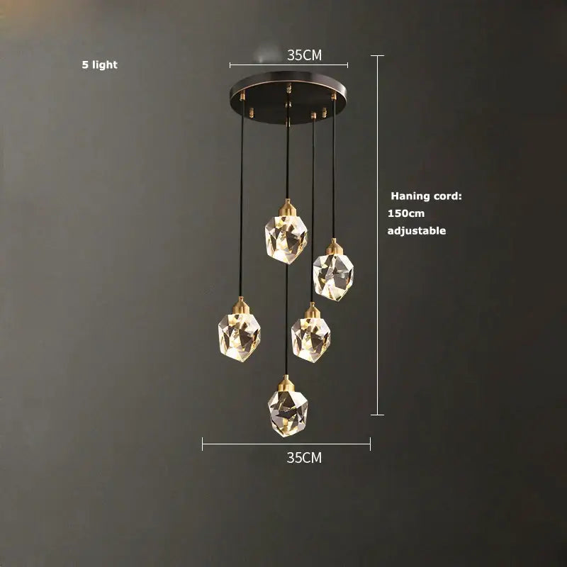 DecorBites™ Black Gold Crystal Chandelier LED Light for Luxury Home Decor