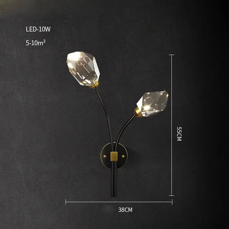 DecorBites™ Black Gold Crystal Chandelier LED Light for Luxury Home Decor