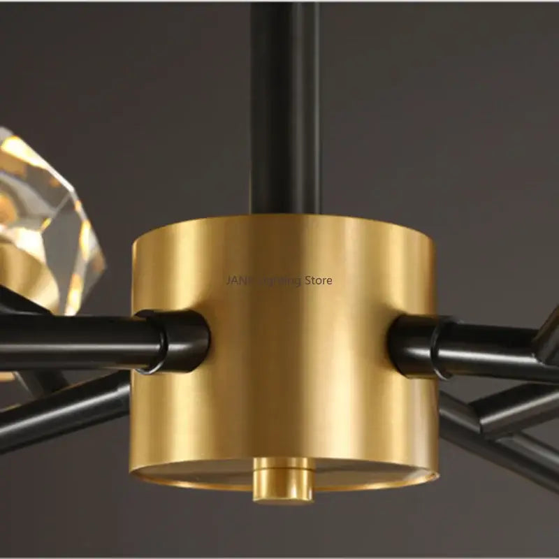 DecorBites™ Black Gold Crystal Chandelier LED Light for Luxury Home Decor