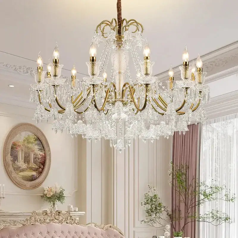 DecorBites™ Black Gold Crystal Chandelier Pendant Light for Elegant Living Spaces