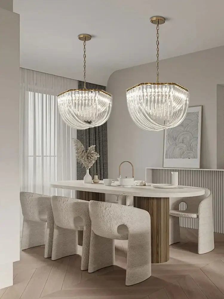 DecorBites™ Black Gold Crystal Glass Ceiling Pendant Lights, Luxury Nordic Dining Table Lighting Lamps