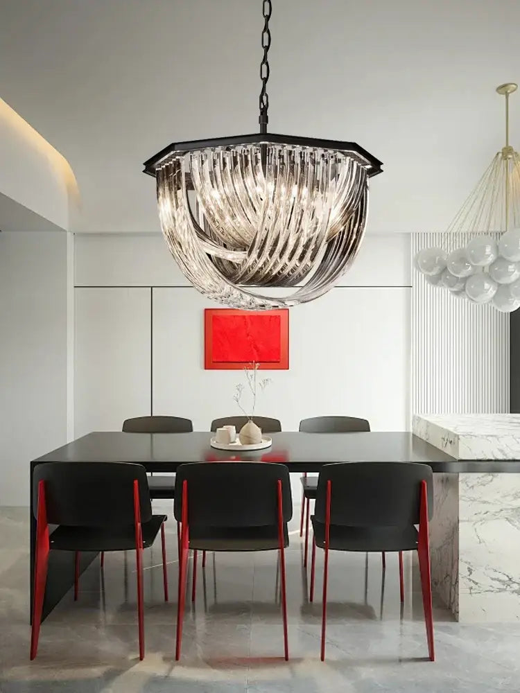 DecorBites™ Black Gold Crystal Glass Ceiling Pendant Lights, Luxury Nordic Dining Table Lighting Lamps