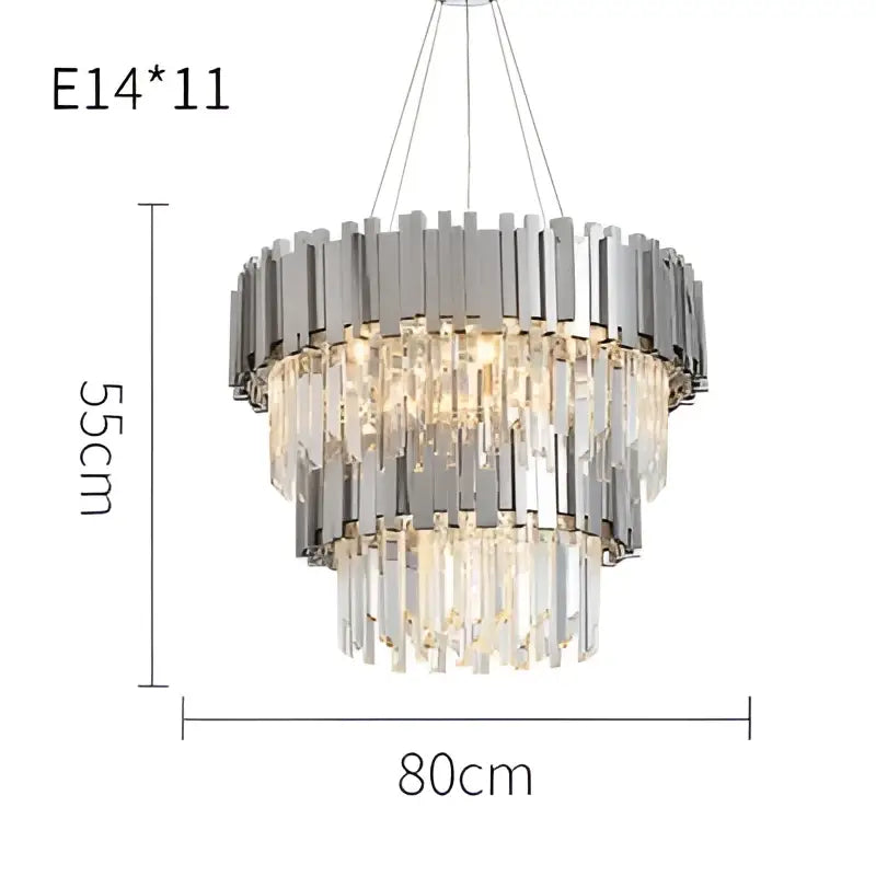 DecorBites™ Black Gold Crystal Oval LED Hanging Chandelier Lighting Fixture
