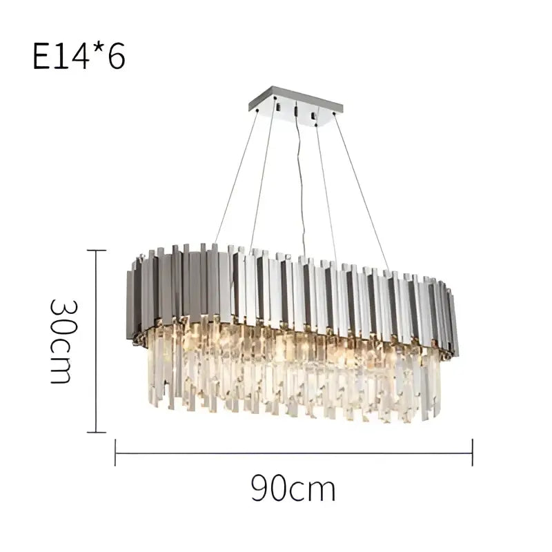 DecorBites™ Black Gold Crystal Oval LED Hanging Chandelier Lighting Fixture