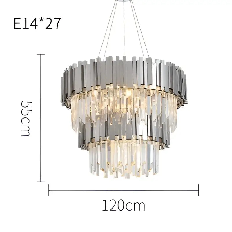 DecorBites™ Black Gold Crystal Oval LED Hanging Chandelier Lighting Fixture