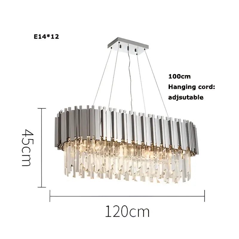 DecorBites™ Black Gold Crystal Oval LED Hanging Chandelier Lighting Fixture