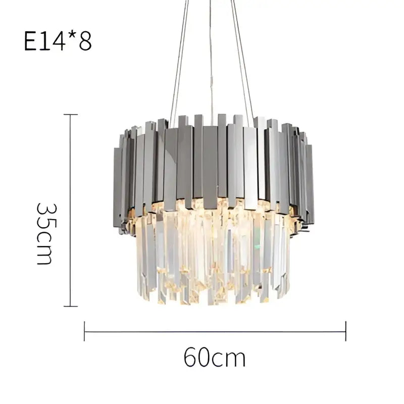 DecorBites™ Black Gold Crystal Oval LED Hanging Chandelier Lighting Fixture