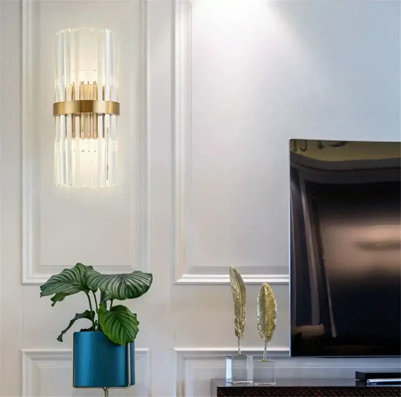 DecorBites™ Black Gold Crystal Wall Lights for Bedroom Living Room Home LED Sconce