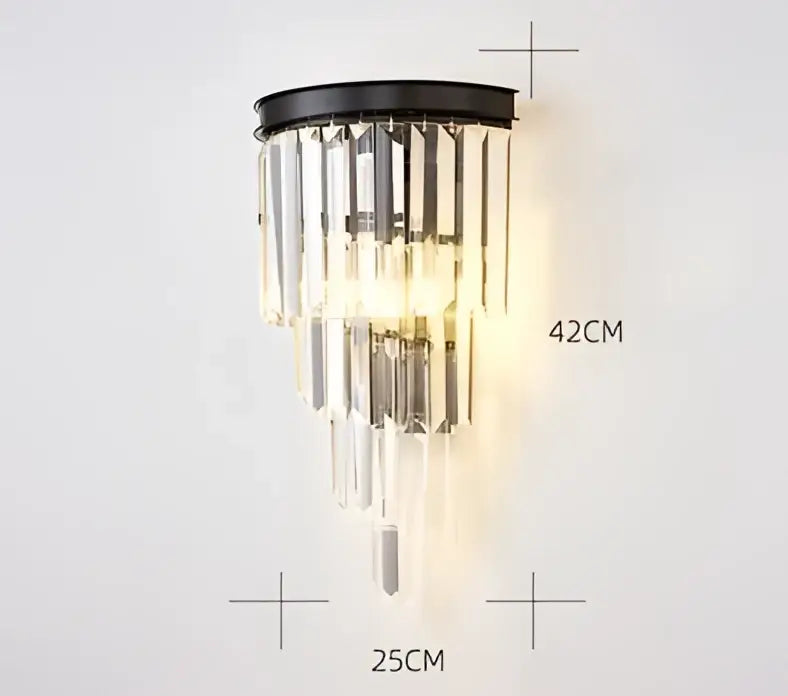DecorBites™ Black Gold Crystal Wall Lights Modern LED Sconce for Bedroom Living Room