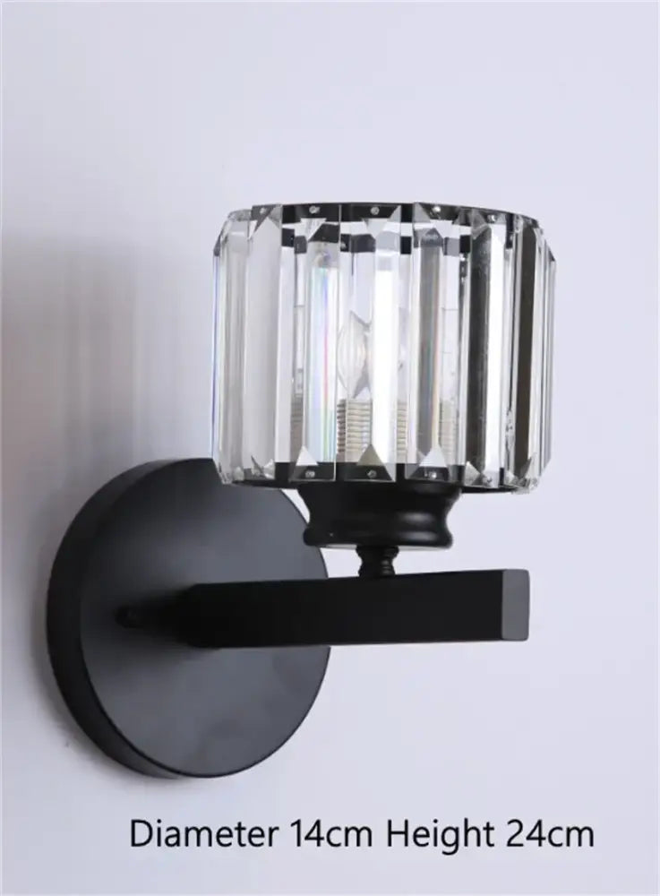DecorBites™ Black Gold Crystal Wall Lights Modern LED Sconce for Bedroom Living Room