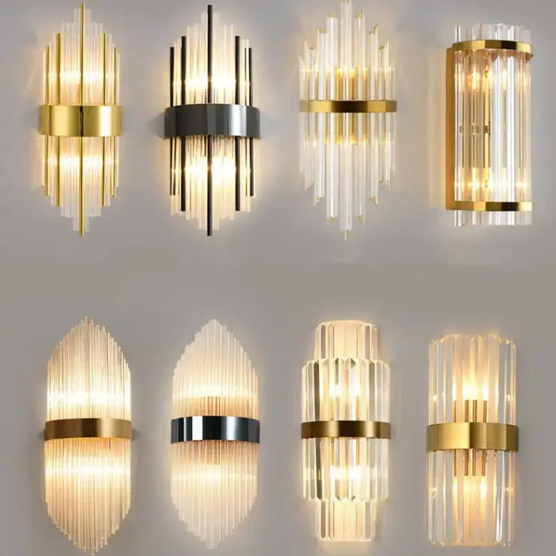 DecorBites™ Black Gold Crystal Wall Sconce LED Light for Bedroom Living Room Home Décor