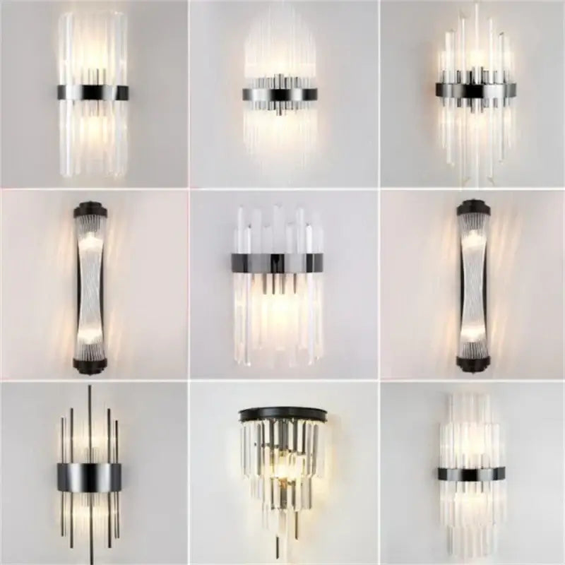 DecorBites™ Black Gold Crystal Wall Sconce LED Light for Bedroom Living Room Home Décor