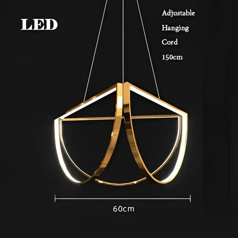 DecorBites™ Black Gold Geometric LED Chandelier - Postmodern Indoor Hanging Lamps for Living Room